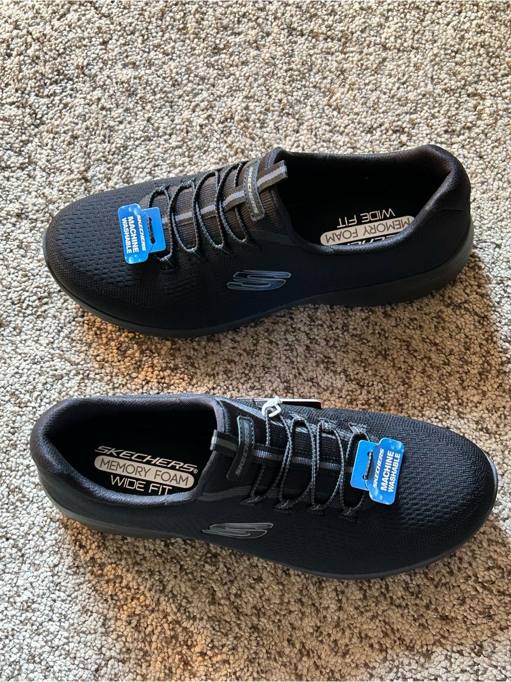 Skechers Summits black slip on sneakers with bungee stretch laces women 10 wide - Picture 2 of 6
